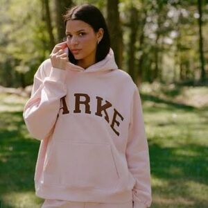 PARKE Women's Pink and Mocha Hoodie XXL